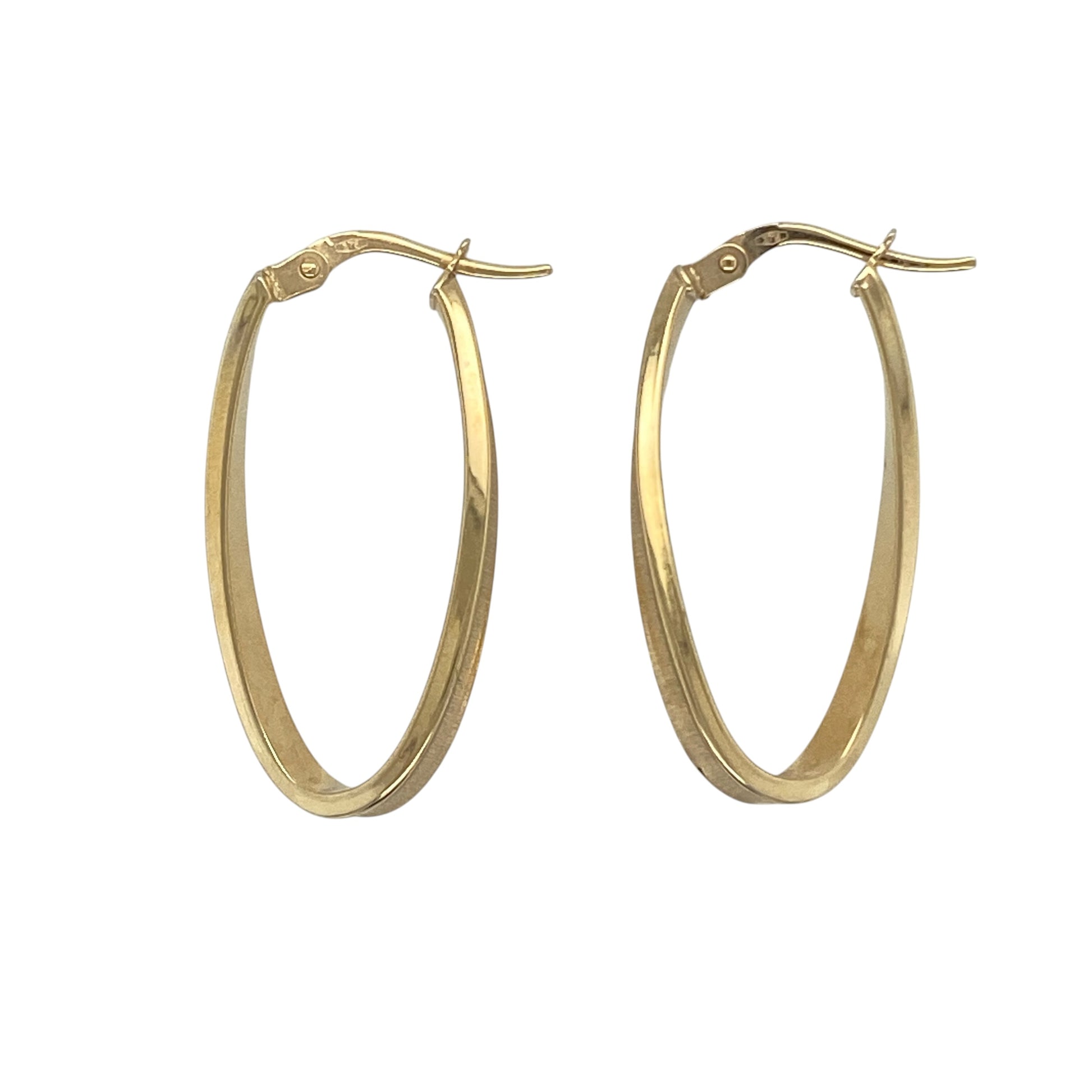 9ct Gold Twist Oval Creole Earrings