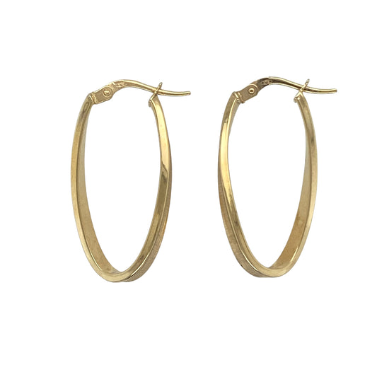 9ct Gold Twist Oval Creole Earrings