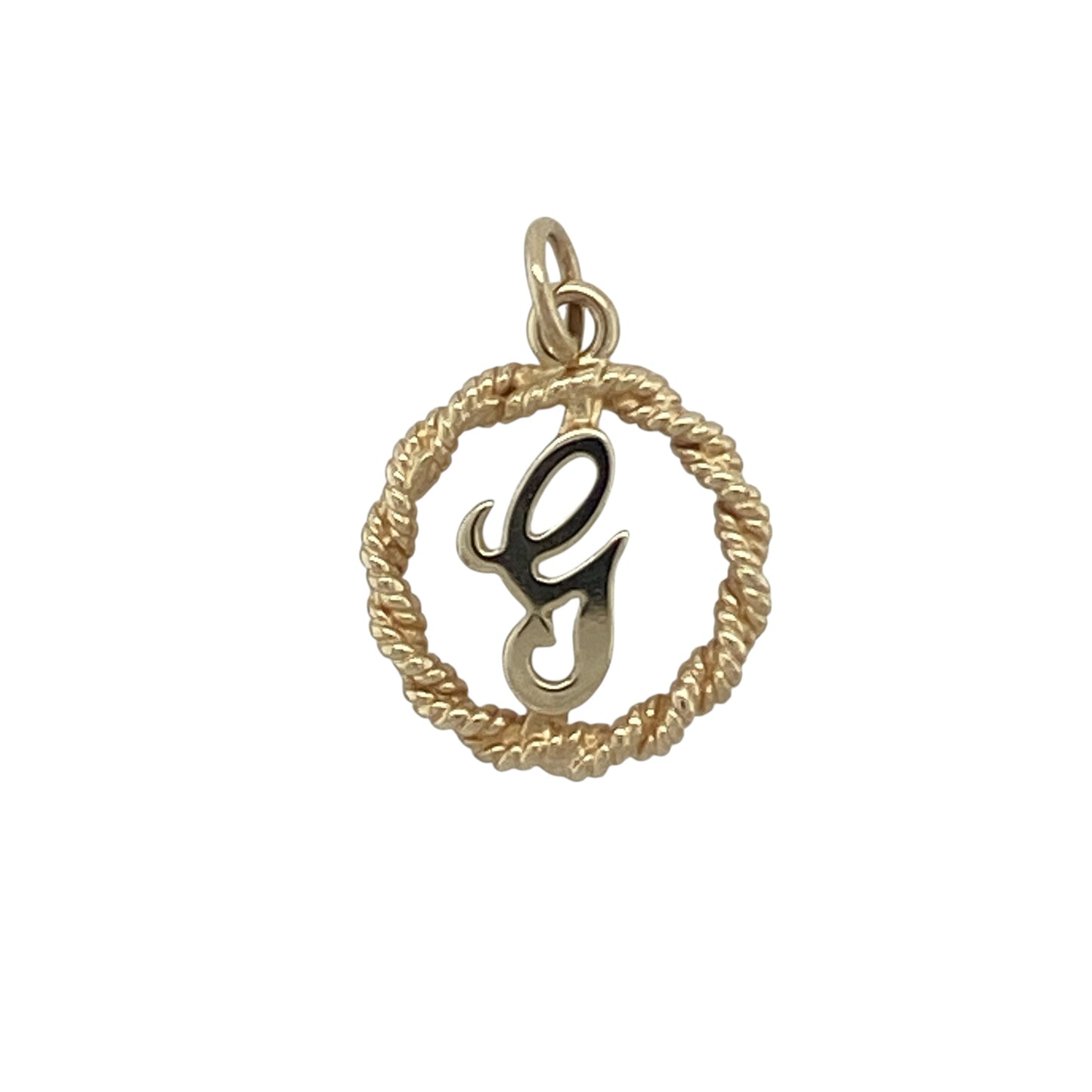 9ct Gold Initial 'G' Rope Surround Pendant