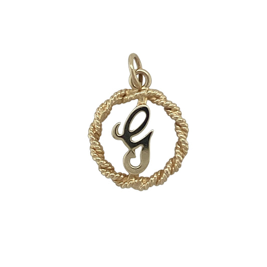 9ct Gold Initial 'G' Rope Surround Pendant