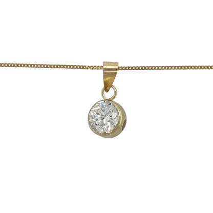 Add timeless sparkle and elegant simplicity to your jewellery collection with this pre-owned 9ct yellow gold cubic zirconia solitaire pendant necklace. Featuring a dazzling round cubic zirconia in a classic solitaire design, this versatile necklace is perfect for everyday wear, special occasions, or as a thoughtful gift.

Design: The pendant showcases a round brilliant-style cubic zirconia measuring approximately 7mm in diameter, designed to maximise light reflection and sparkle.
