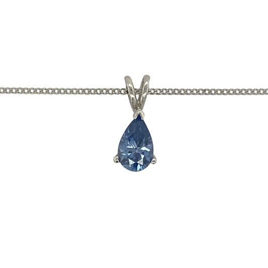Add a touch of rare beauty and vibrant colour to your jewellery collection with this pre-owned 9ct white gold tanzanite pendant necklace. Featuring a stunning pear-cut tanzanite suspended from a classic curb chain, this elegant necklace is perfect for everyday luxury or special occasions.

Design: The pendant showcases a beautiful pear-cut tanzanite measuring approximately 8mm by 5mm, displaying the captivating violet-blue tones that make tanzanite one of the most sought-after gemstones.
