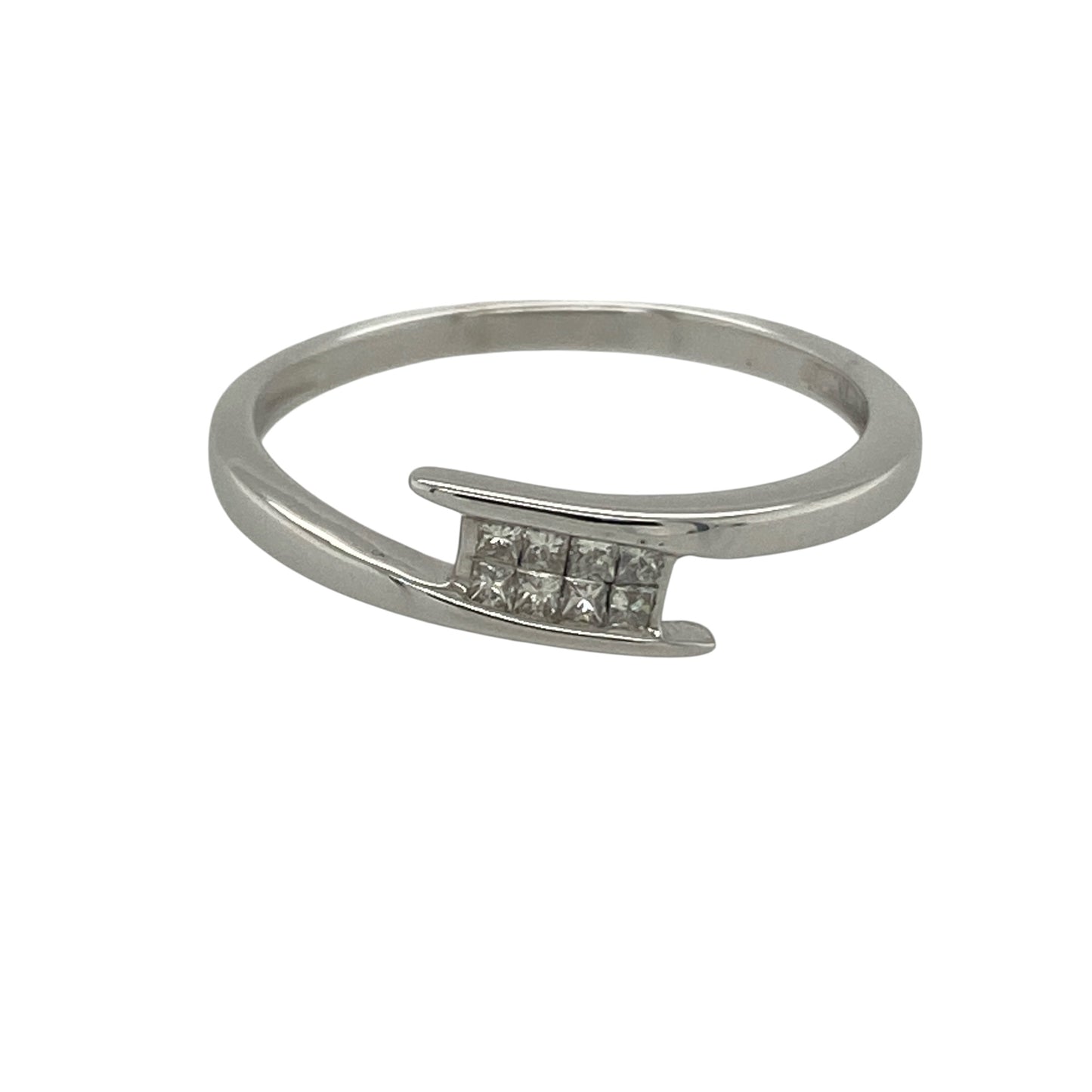 18ct White Gold & Diamond Wrap Over Band Ring