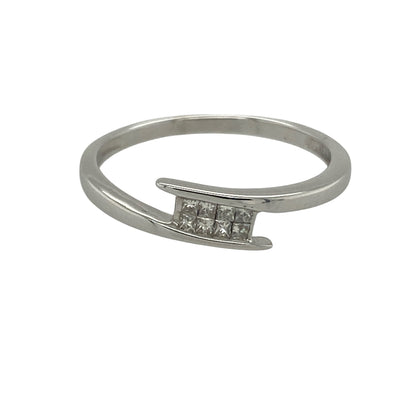 18ct White Gold & Diamond Wrap Over Band Ring