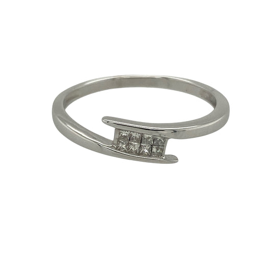 18ct White Gold & Diamond Wrap Over Band Ring