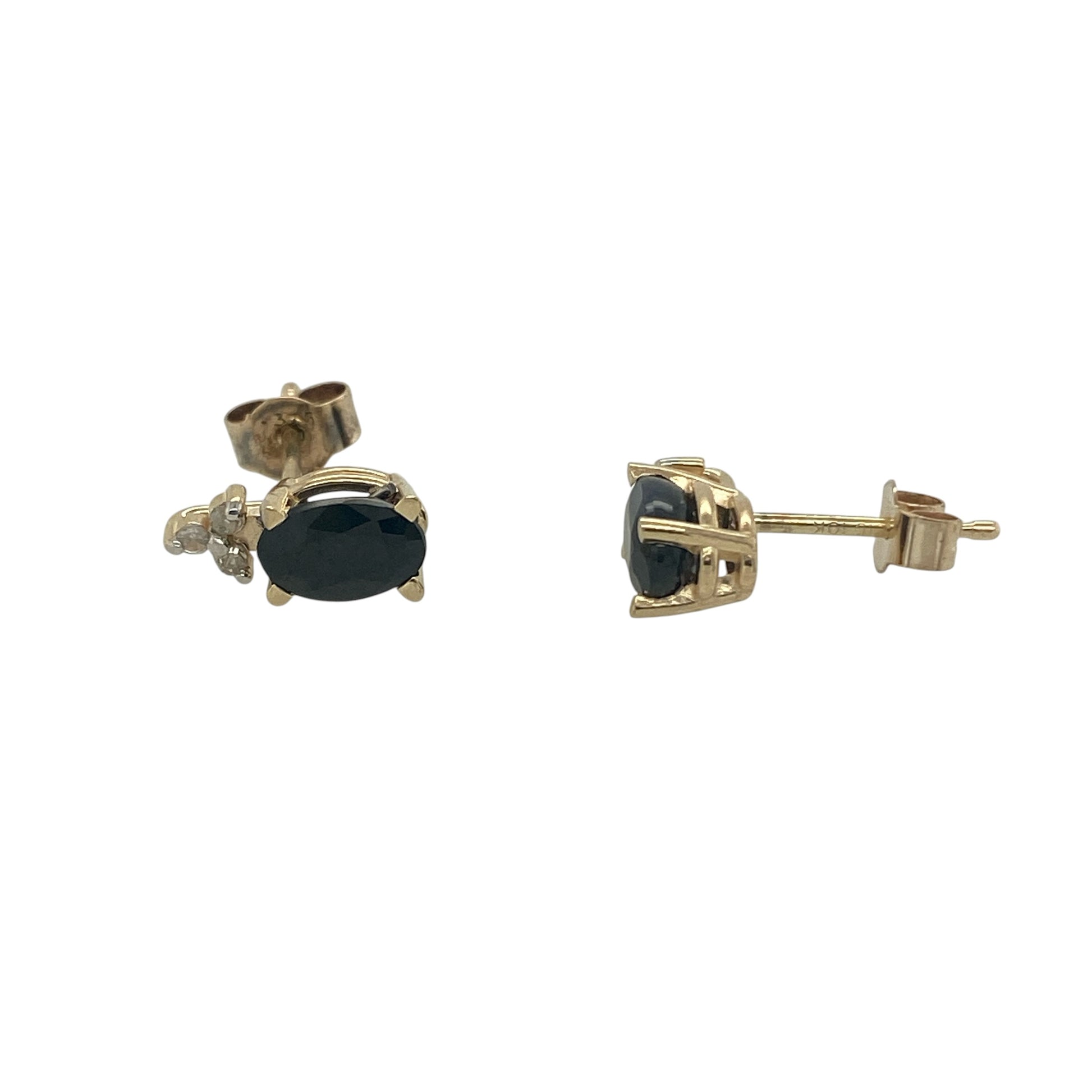 9ct Gold Diamond & Sapphire Stud Earrings