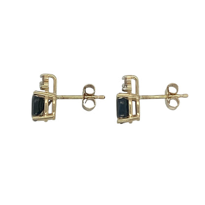 9ct Gold Diamond & Sapphire Stud Earrings