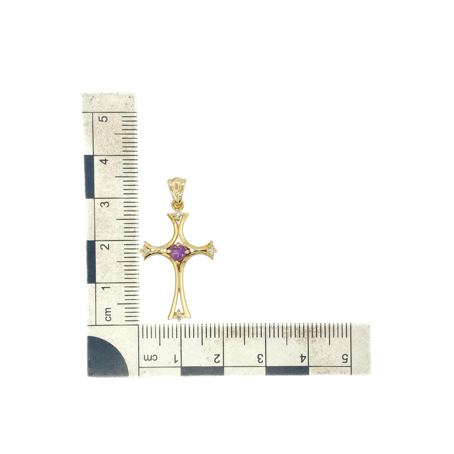 9ct Gold Diamond & Amethyst Cross Pendant