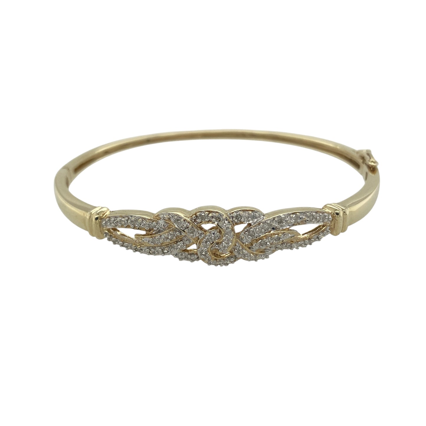 9ct Gold & Diamond Set Celtic Knot Hinged Bangle