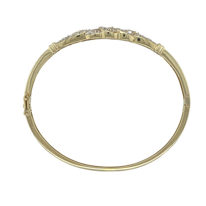 9ct Gold & Diamond Set Celtic Knot Hinged Bangle