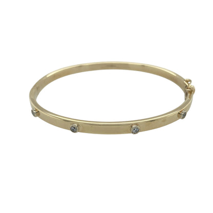 9ct Gold & Diamond Set Hinged Bangle