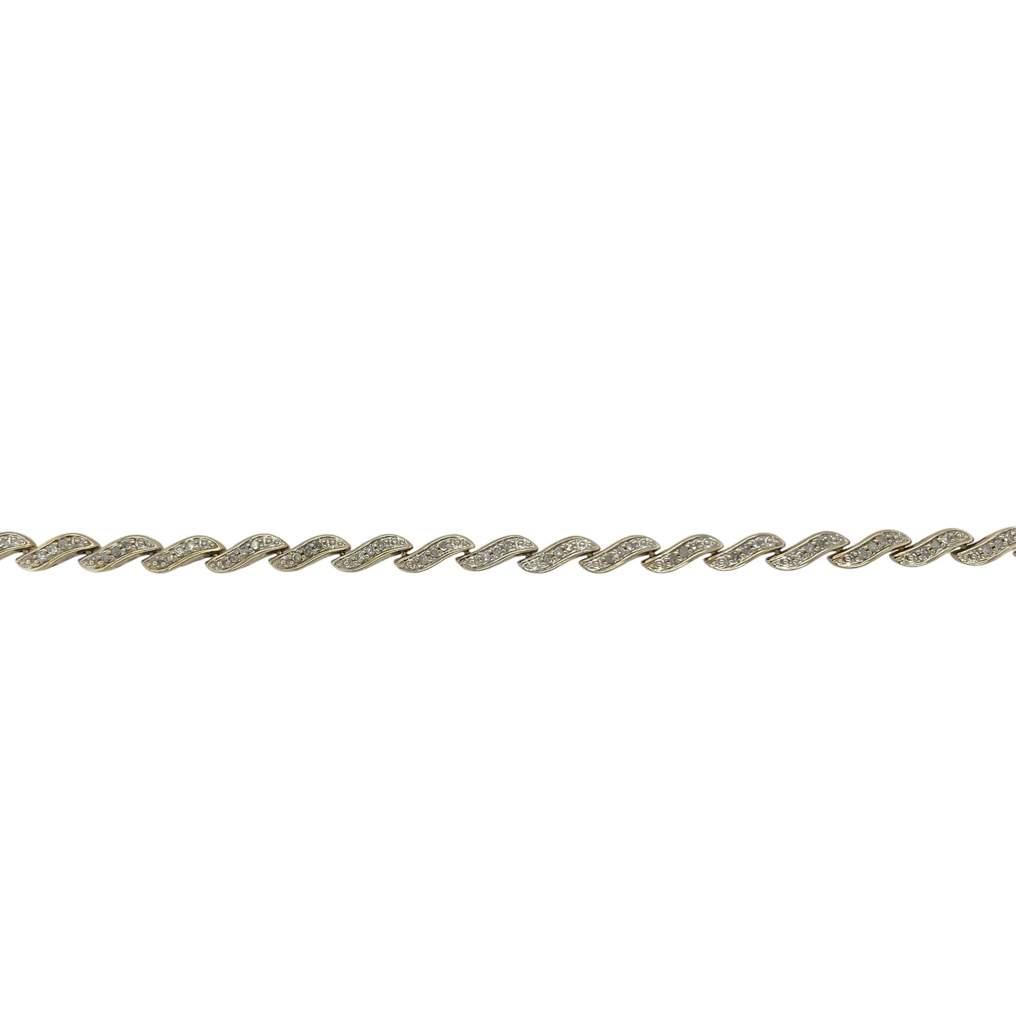9ct Gold & Diamond Curved Bar Link 7.25" Bracelet