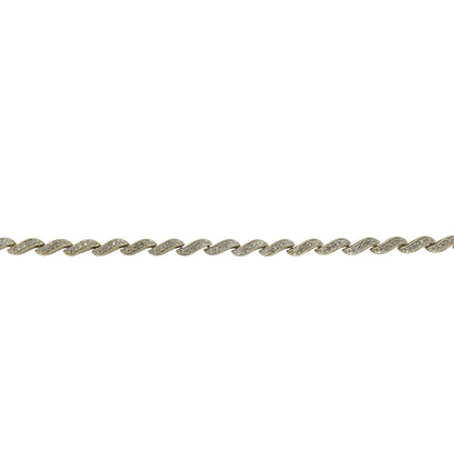 9ct Gold & Diamond Curved Bar Link 7.25" Bracelet