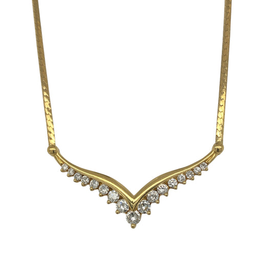 18ct Gold & Diamond V Style 16" Necklace