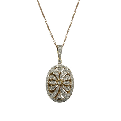 9ct Gold & Diamond Oval Locket 18" Necklace