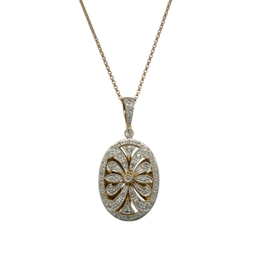 9ct Gold & Diamond Oval Locket 18" Necklace