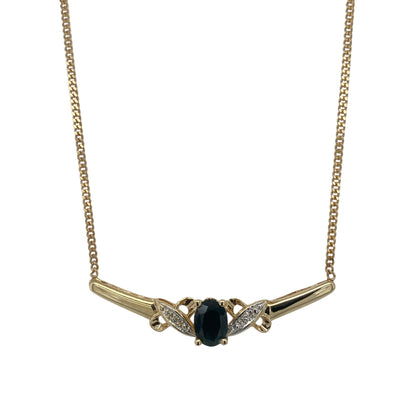 9ct Gold Diamond & Sapphire 18" Necklace