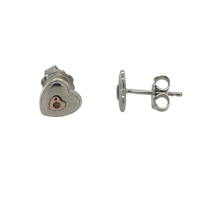 925 Silver & White Topaz Clogau Heart Stud Earrings