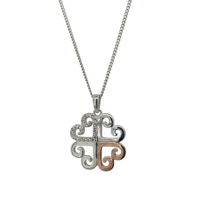 925 Silver & White Topaz Clogau Clover 18" - 22" Necklace