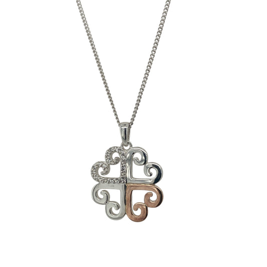 925 Silver & White Topaz Clogau Clover 18" - 22" Necklace