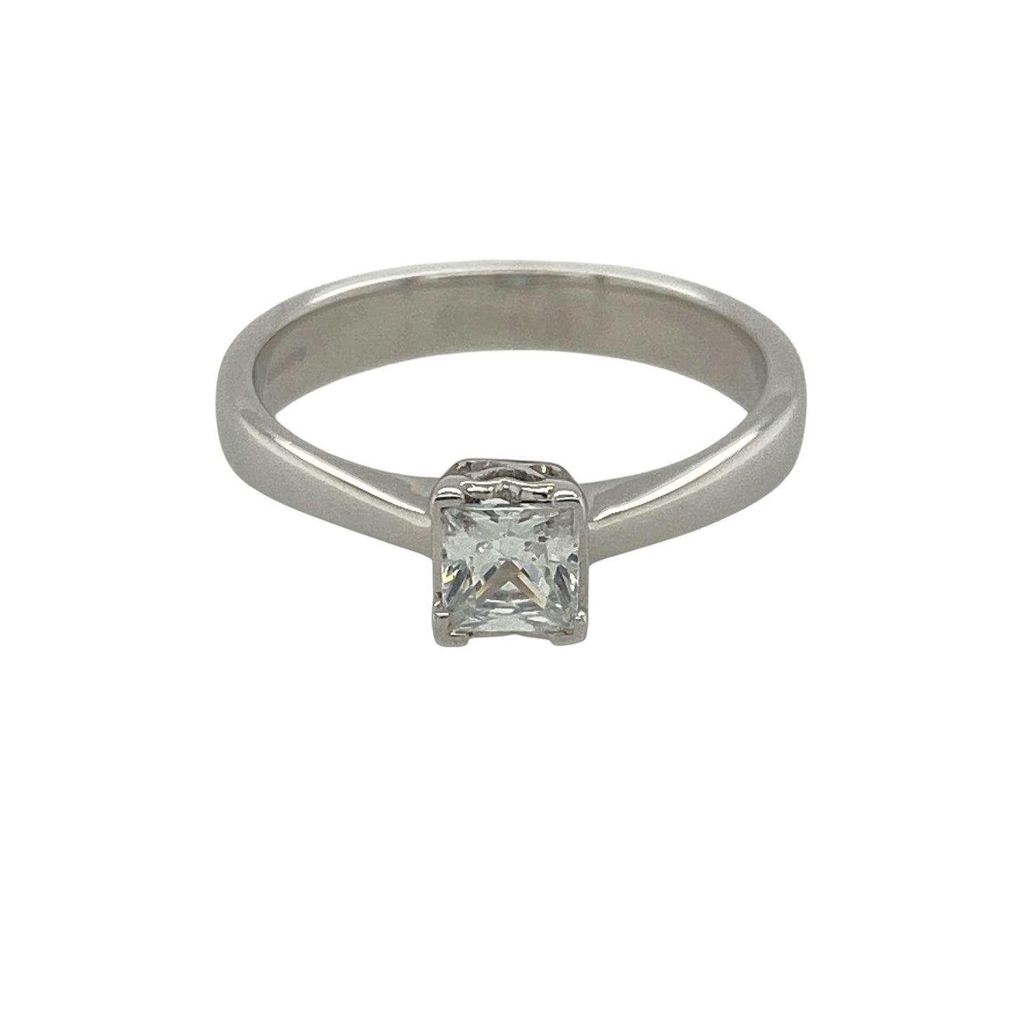 9ct White Gold & Cubic Zirconia Solitaire Ring