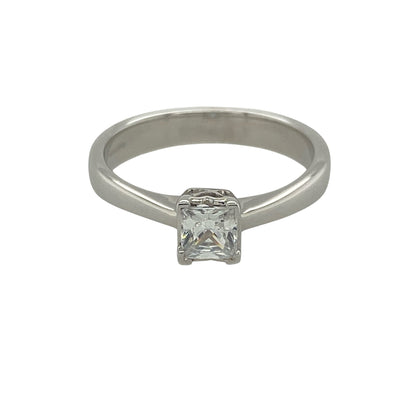 9ct White Gold & Cubic Zirconia Solitaire Ring