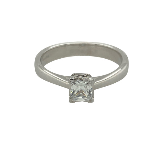 9ct White Gold & Cubic Zirconia Solitaire Ring