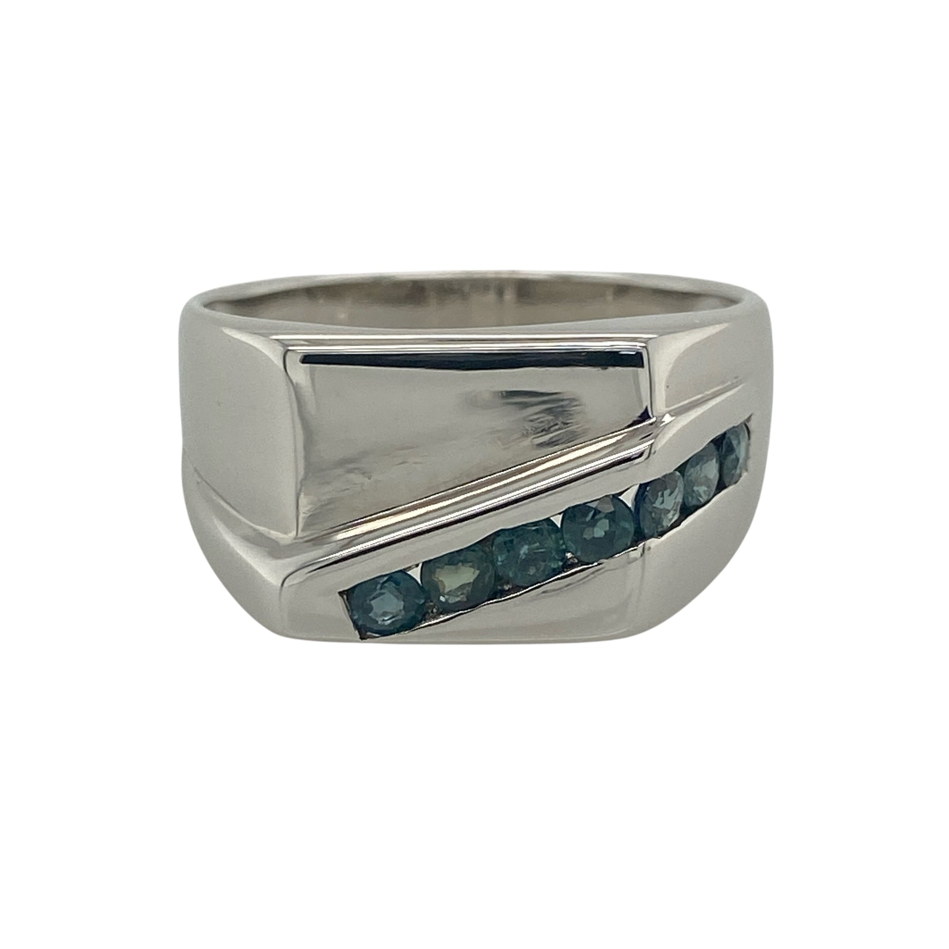 9ct White Gold & Sapphire Signet Ring