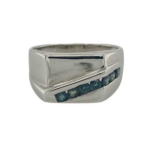 9ct White Gold & Sapphire Signet Ring
