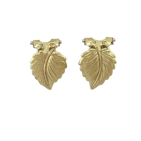 9ct Gold Leaf Clip On Earrings