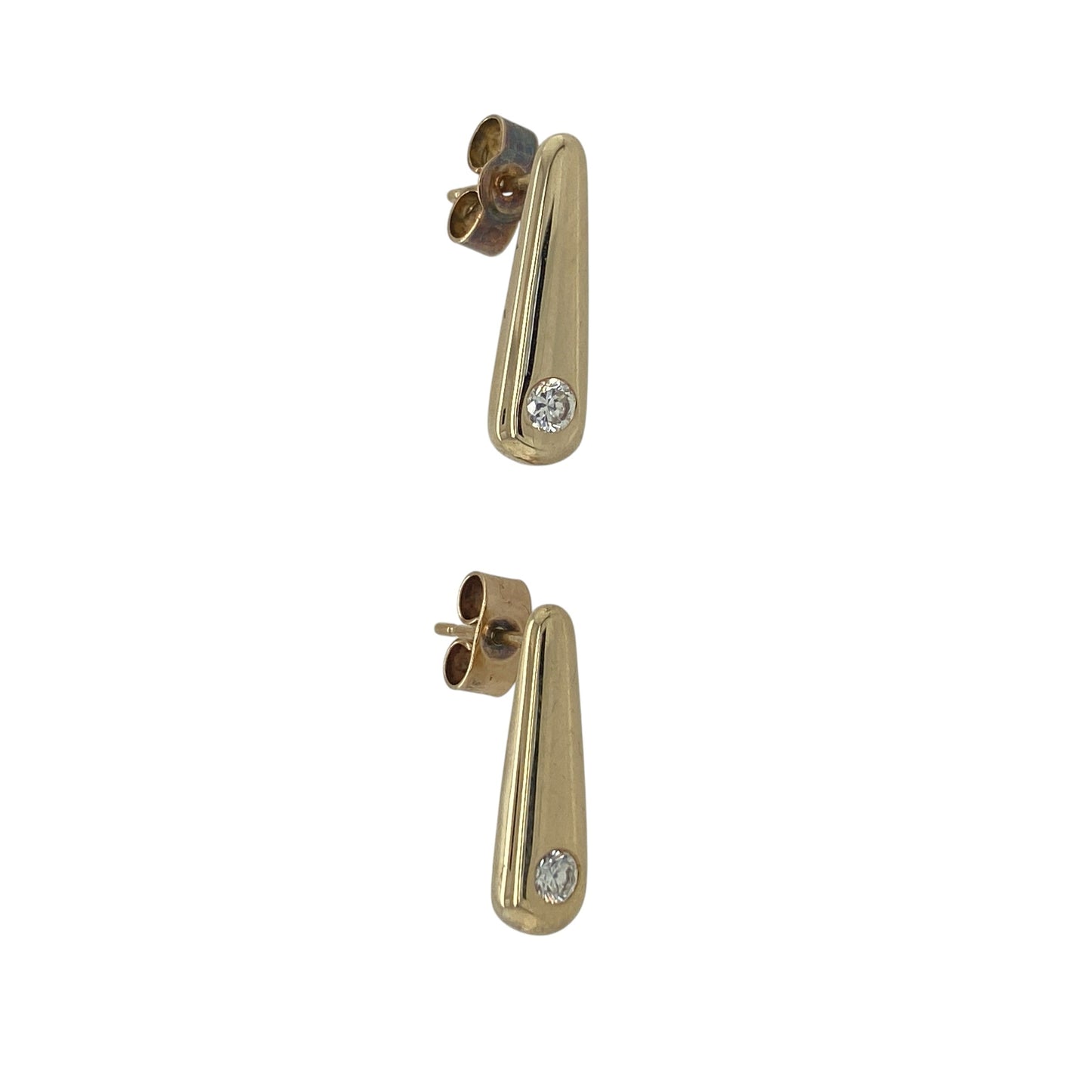 9ct Gold & Cubic Zirconia Teardrop Stud Earrings