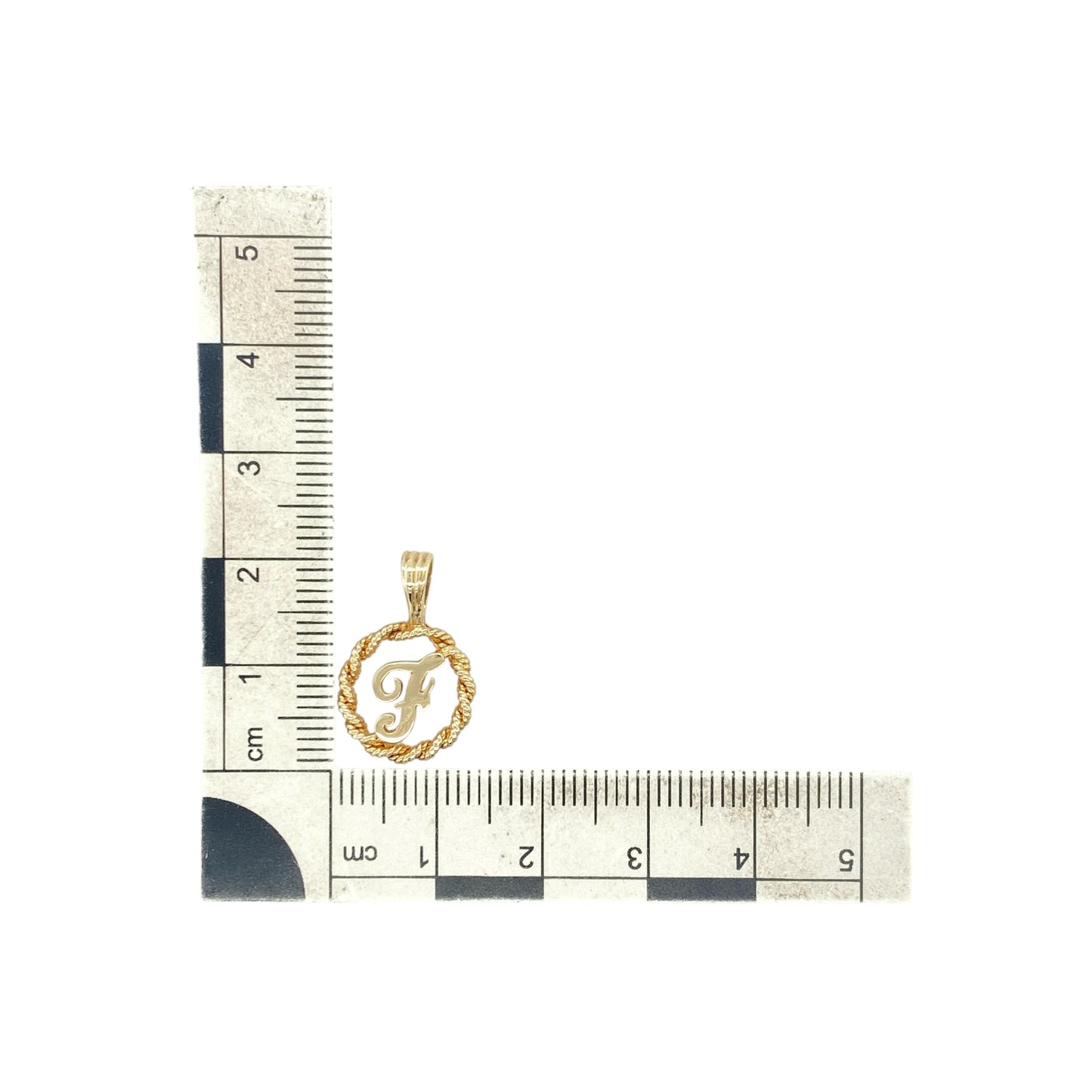 9ct Gold Initial 'F' Rope Surround Pendant