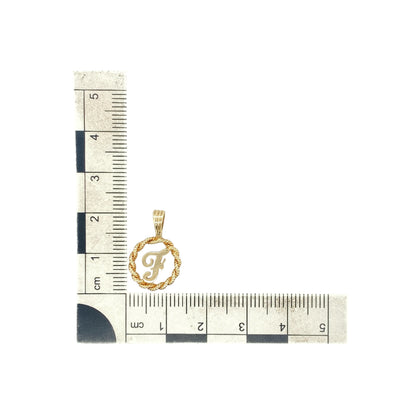 9ct Gold Initial 'F' Rope Surround Pendant