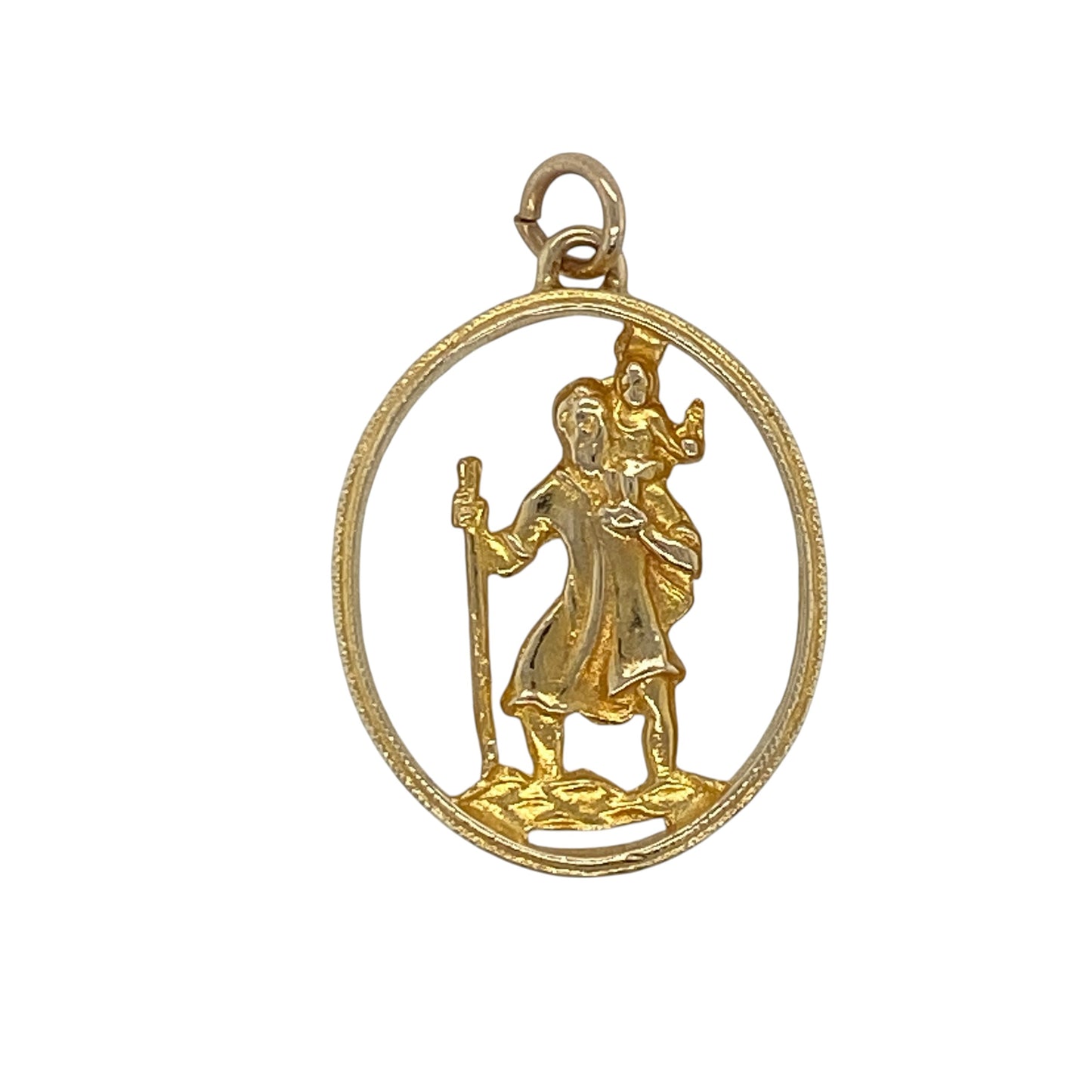 9ct Gold Open Oval St Christopher Pendant
