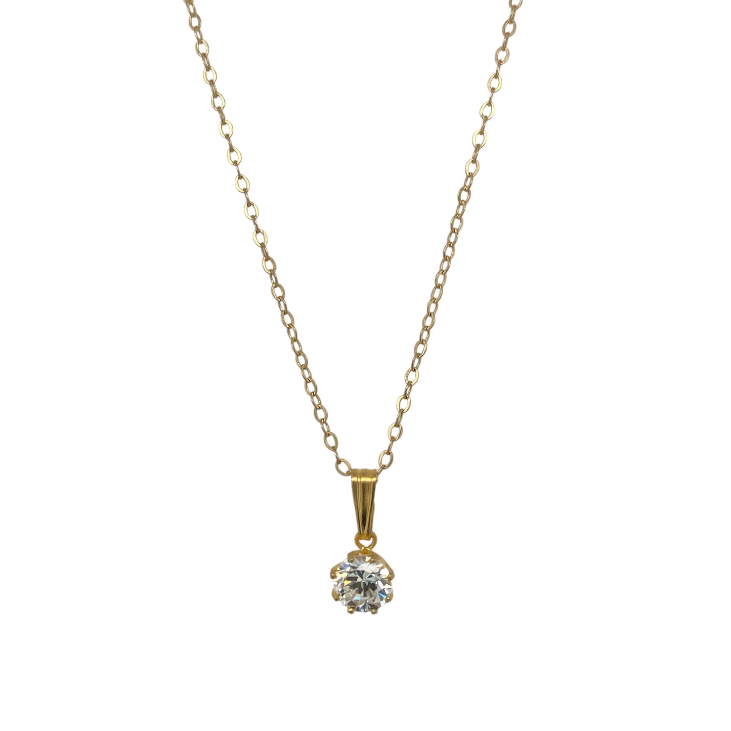 9ct Gold & Cubic Zirconia Solitaire 16" Necklace