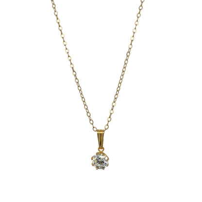 9ct Gold & Cubic Zirconia Solitaire 16" Necklace