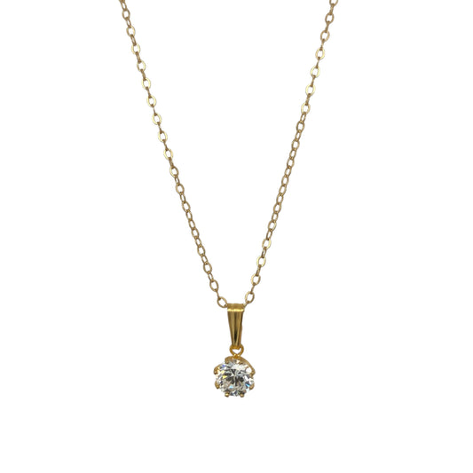 9ct Gold & Cubic Zirconia Solitaire 16" Necklace