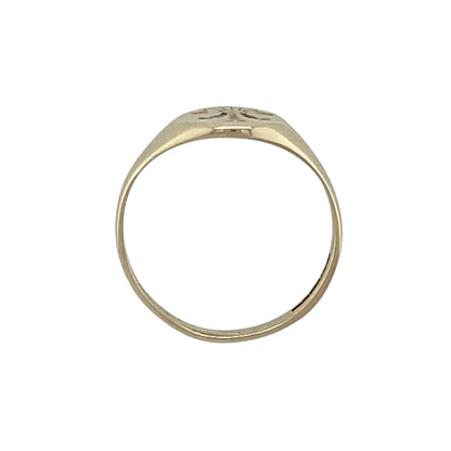 9ct Gold Three Feathers Round Signet Ring