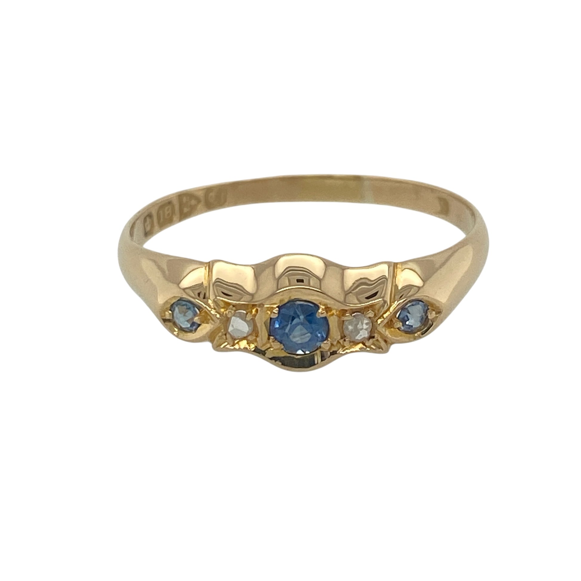 18ct Gold Diamond & Sapphire Band Ring