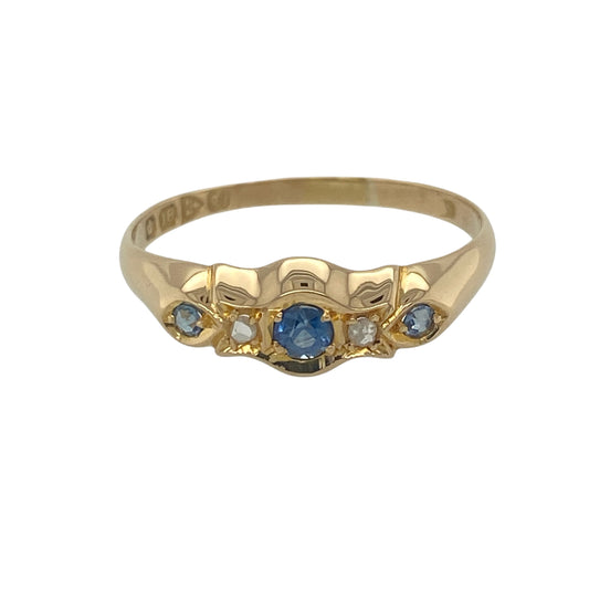 18ct Gold Diamond & Sapphire Band Ring