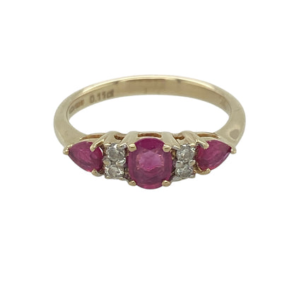 9ct Gold Diamond & Ruby Band Ring