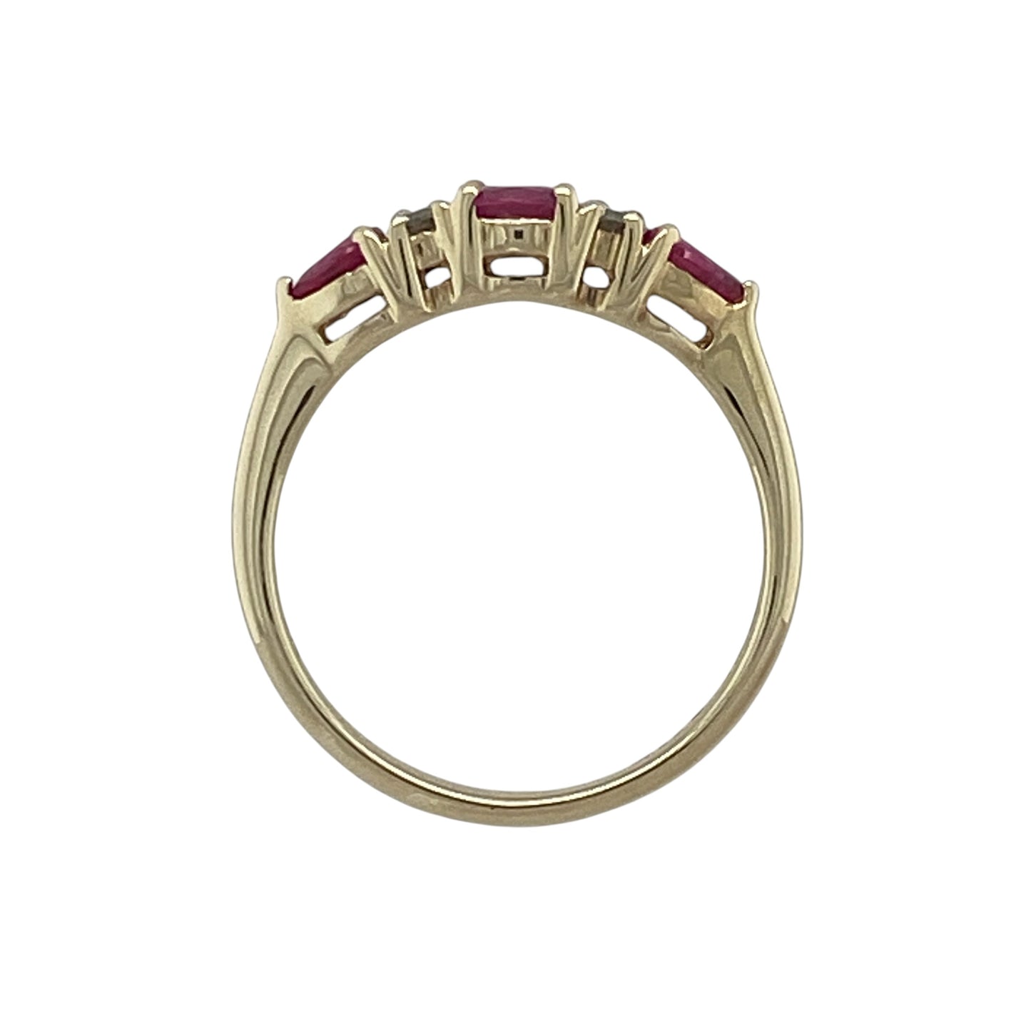 9ct Gold Diamond & Ruby Band Ring