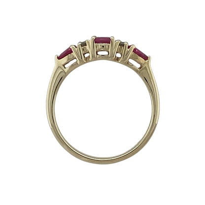 9ct Gold Diamond & Ruby Band Ring