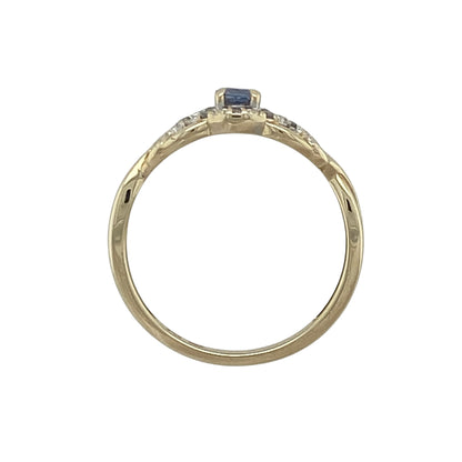 9ct Gold Diamond & Purple Stone Twist Ring