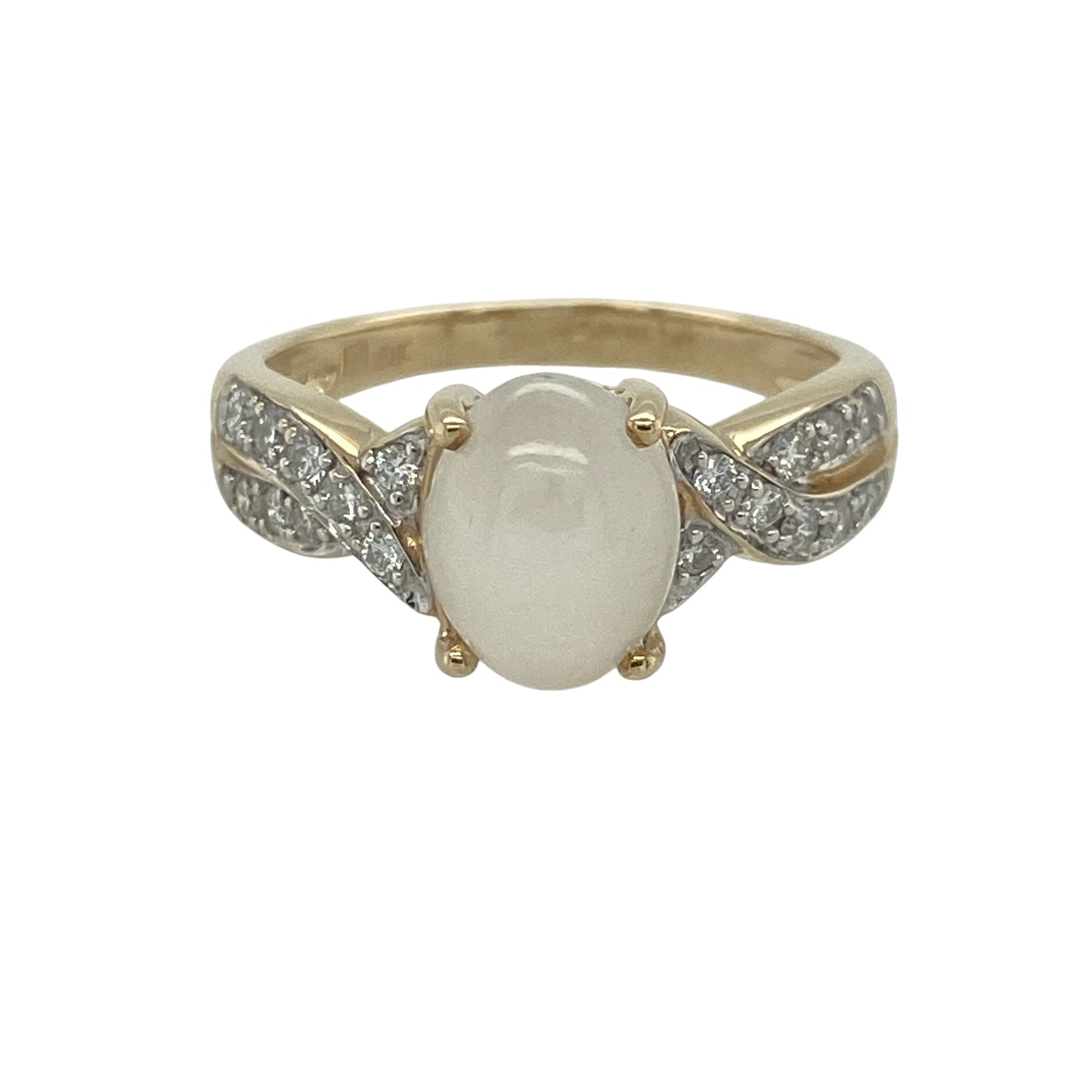 9ct Gold Diamond & Moonstone Ring