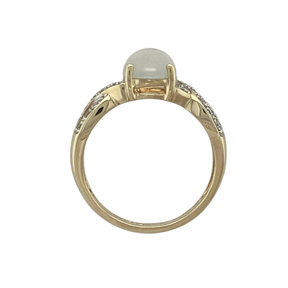 9ct Gold Diamond & Moonstone Ring