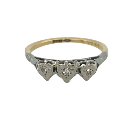 18ct Gold & Diamond Heart Trilogy Ring