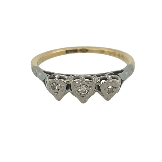 18ct Gold & Diamond Heart Trilogy Ring