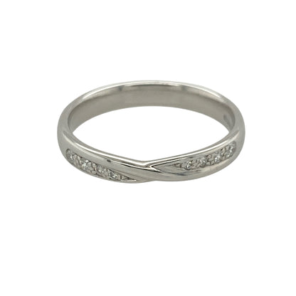 9ct White Gold & Diamond Crossover Band Ring