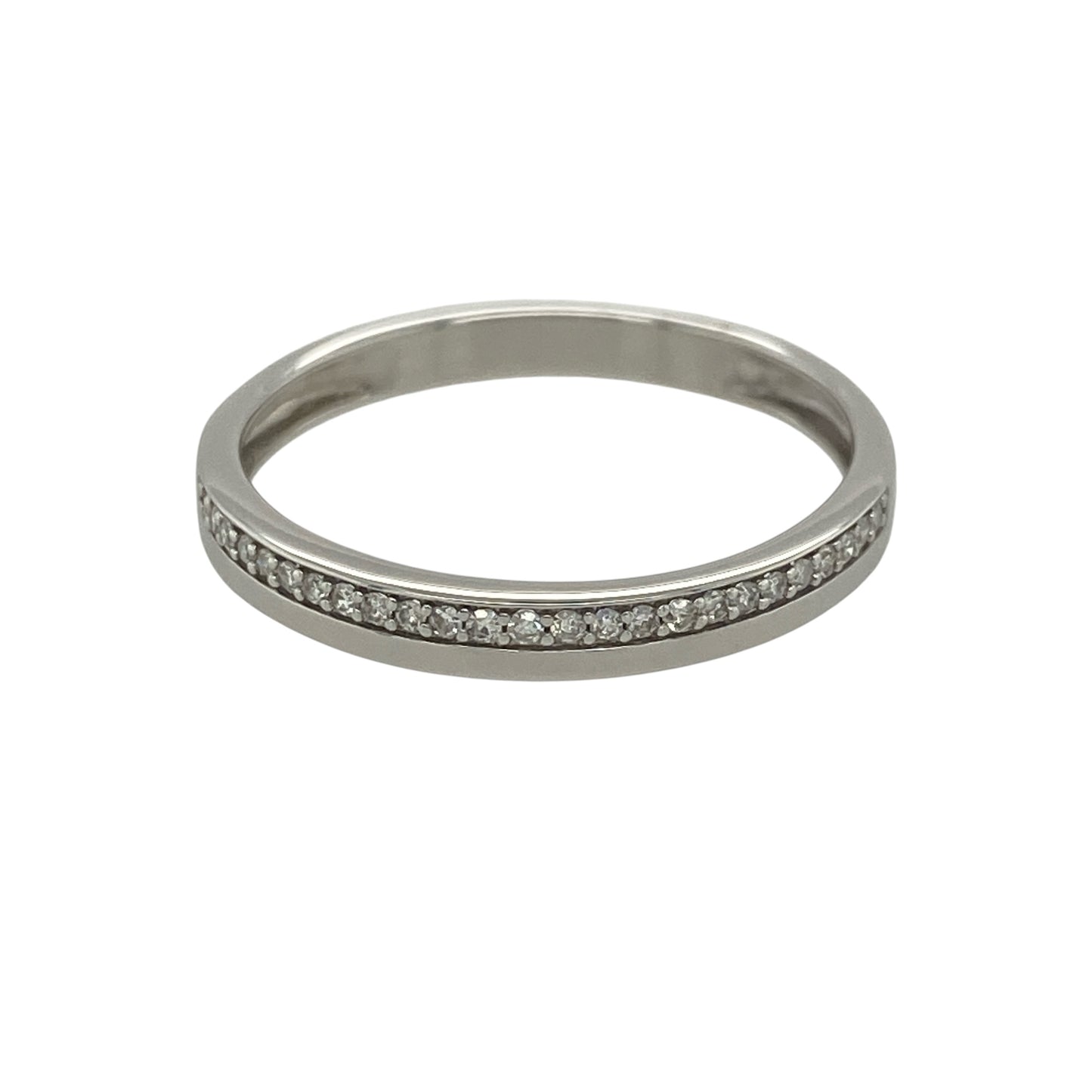 9ct White Gold & Diamond Band Ring